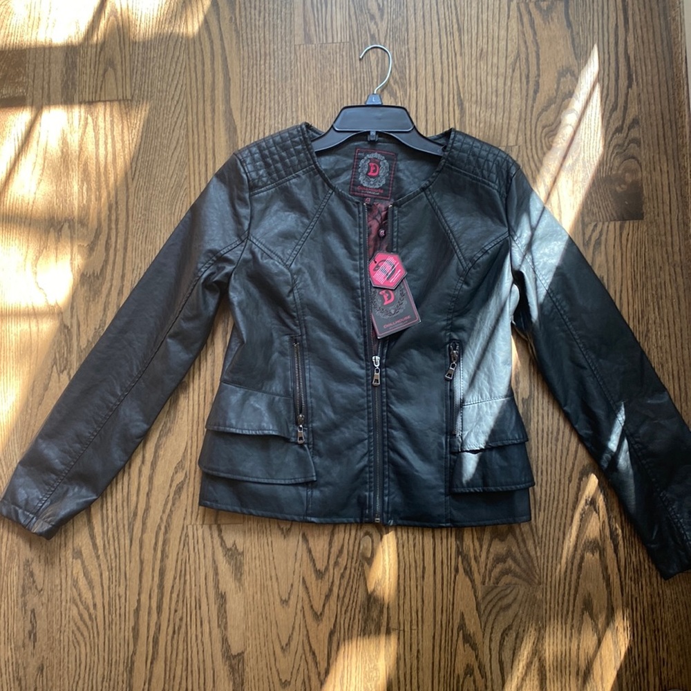 Dollhouse Black Faux Leather Bomber Jacket